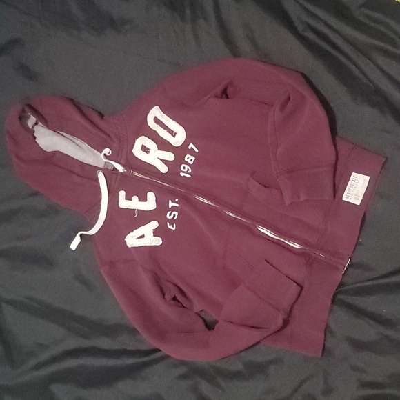 Burgundy Aeropostale Zip up hoodie - Picture 1 of 2